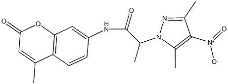 2-{4-nitro-3,5-dimethyl-1H-pyrazol-1-yl}-N-(4-methyl-2-oxo-2H-chromen-7-yl)propanamide 구조식 이미지