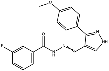 3-fluoro-N'-{[3-(4-methoxyphenyl)-1H-pyrazol-4-yl]methylene}benzohydrazide 구조식 이미지