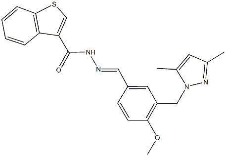 N'-{3-[(3,5-dimethyl-1H-pyrazol-1-yl)methyl]-4-methoxybenzylidene}-1-benzothiophene-3-carbohydrazide Structure