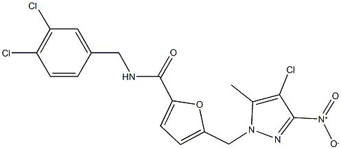 5-({4-chloro-3-nitro-5-methyl-1H-pyrazol-1-yl}methyl)-N-(3,4-dichlorobenzyl)-2-furamide Structure