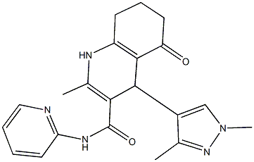 4-(1,3-dimethyl-1H-pyrazol-4-yl)-2-methyl-5-oxo-N-(2-pyridinyl)-1,4,5,6,7,8-hexahydro-3-quinolinecarboxamide 구조식 이미지