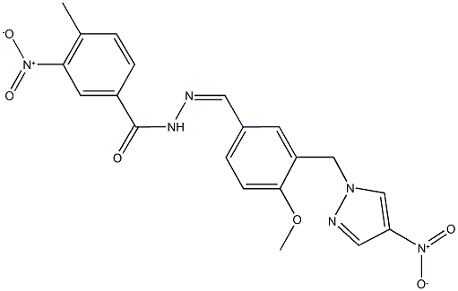 3-nitro-N'-[3-({4-nitro-1H-pyrazol-1-yl}methyl)-4-methoxybenzylidene]-4-methylbenzohydrazide Structure