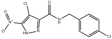4-chloro-N-(4-chlorobenzyl)-5-nitro-1H-pyrazole-3-carboxamide 구조식 이미지
