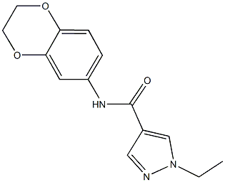 N-(2,3-dihydro-1,4-benzodioxin-6-yl)-1-ethyl-1H-pyrazole-4-carboxamide 구조식 이미지