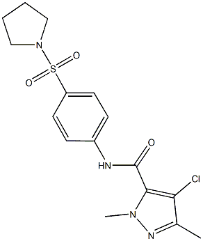 4-chloro-1,3-dimethyl-N-[4-(1-pyrrolidinylsulfonyl)phenyl]-1H-pyrazole-5-carboxamide Structure