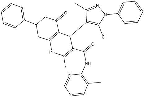 4-(5-chloro-3-methyl-1-phenyl-1H-pyrazol-4-yl)-2-methyl-N-(3-methyl-2-pyridinyl)-5-oxo-7-phenyl-1,4,5,6,7,8-hexahydro-3-quinolinecarboxamide 구조식 이미지