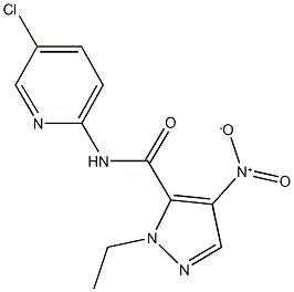 N-(5-chloro-2-pyridinyl)-1-ethyl-4-nitro-1H-pyrazole-5-carboxamide 구조식 이미지