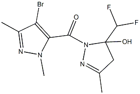 1-[(4-bromo-1,3-dimethyl-1H-pyrazol-5-yl)carbonyl]-5-(difluoromethyl)-3-methyl-4,5-dihydro-1H-pyrazol-5-ol Structure
