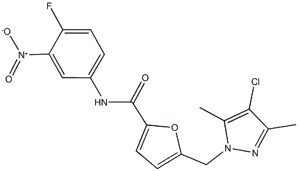 5-[(4-chloro-3,5-dimethyl-1H-pyrazol-1-yl)methyl]-N-{4-fluoro-3-nitrophenyl}-2-furamide Structure