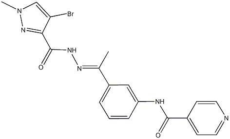 N-(3-{N-[(4-bromo-1-methyl-1H-pyrazol-3-yl)carbonyl]ethanehydrazonoyl}phenyl)isonicotinamide Structure