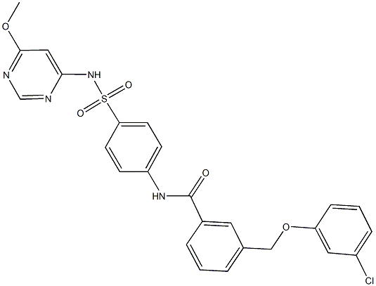 3-[(3-chlorophenoxy)methyl]-N-(4-{[(6-methoxy-4-pyrimidinyl)amino]sulfonyl}phenyl)benzamide Structure