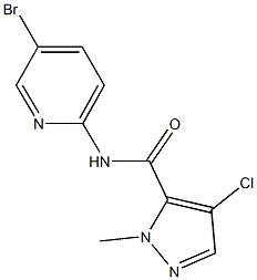 N-(5-bromo-2-pyridinyl)-4-chloro-1-methyl-1H-pyrazole-5-carboxamide 구조식 이미지