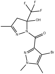 1-[(4-bromo-1,5-dimethyl-1H-pyrazol-3-yl)carbonyl]-3-methyl-5-(trifluoromethyl)-4,5-dihydro-1H-pyrazol-5-ol Structure