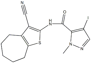 N-(3-cyano-5,6,7,8-tetrahydro-4H-cyclohepta[b]thien-2-yl)-4-iodo-1-methyl-1H-pyrazole-5-carboxamide Structure