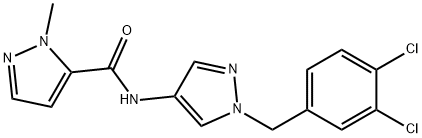 N-[1-(3,4-dichlorobenzyl)-1H-pyrazol-4-yl]-1-methyl-1H-pyrazole-5-carboxamide 구조식 이미지