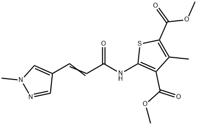 dimethyl 3-methyl-5-{[3-(1-methyl-1H-pyrazol-4-yl)acryloyl]amino}-2,4-thiophenedicarboxylate 구조식 이미지