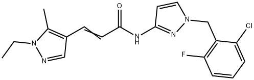 N-[1-(2-chloro-6-fluorobenzyl)-1H-pyrazol-3-yl]-3-(1-ethyl-5-methyl-1H-pyrazol-4-yl)acrylamide Structure