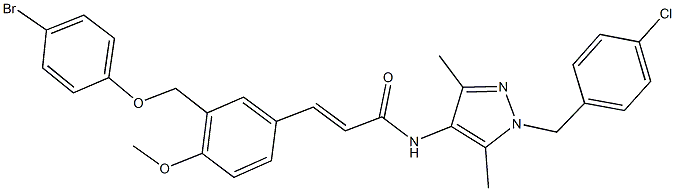 3-{3-[(4-bromophenoxy)methyl]-4-methoxyphenyl}-N-[1-(4-chlorobenzyl)-3,5-dimethyl-1H-pyrazol-4-yl]acrylamide 구조식 이미지