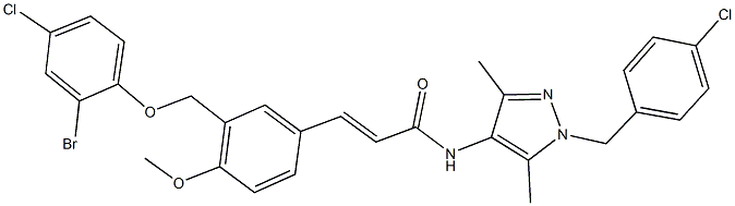 3-{3-[(2-bromo-4-chlorophenoxy)methyl]-4-methoxyphenyl}-N-[1-(4-chlorobenzyl)-3,5-dimethyl-1H-pyrazol-4-yl]acrylamide 구조식 이미지