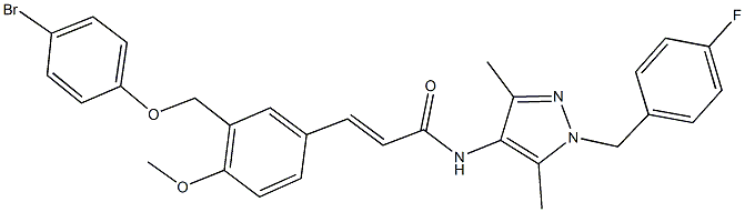 3-{3-[(4-bromophenoxy)methyl]-4-methoxyphenyl}-N-[1-(4-fluorobenzyl)-3,5-dimethyl-1H-pyrazol-4-yl]acrylamide Structure