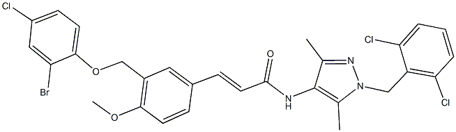 3-{3-[(2-bromo-4-chlorophenoxy)methyl]-4-methoxyphenyl}-N-[1-(2,6-dichlorobenzyl)-3,5-dimethyl-1H-pyrazol-4-yl]acrylamide 구조식 이미지
