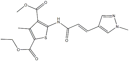 2-ethyl 4-methyl 3-methyl-5-{[3-(1-methyl-1H-pyrazol-4-yl)acryloyl]amino}-2,4-thiophenedicarboxylate Structure