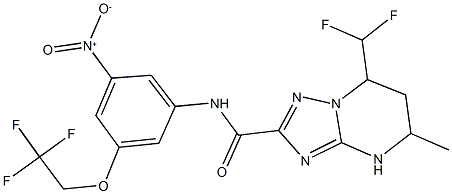 7-(difluoromethyl)-N-[3-nitro-5-(2,2,2-trifluoroethoxy)phenyl]-5-methyl-4,5,6,7-tetrahydro[1,2,4]triazolo[1,5-a]pyrimidine-2-carboxamide 구조식 이미지