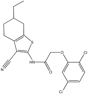 N-(3-cyano-6-ethyl-4,5,6,7-tetrahydro-1-benzothien-2-yl)-2-(2,5-dichlorophenoxy)acetamide 구조식 이미지