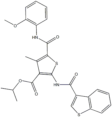 isopropyl 2-[(1-benzothien-3-ylcarbonyl)amino]-5-[(2-methoxyanilino)carbonyl]-4-methyl-3-thiophenecarboxylate Structure