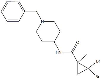 N-(1-benzyl-4-piperidinyl)-2,2-dibromo-1-methylcyclopropanecarboxamide 구조식 이미지