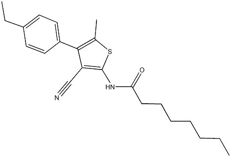 N-[3-cyano-4-(4-ethylphenyl)-5-methyl-2-thienyl]octanamide 구조식 이미지