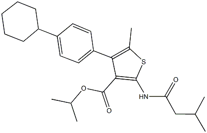 isopropyl 4-(4-cyclohexylphenyl)-5-methyl-2-[(3-methylbutanoyl)amino]-3-thiophenecarboxylate Structure