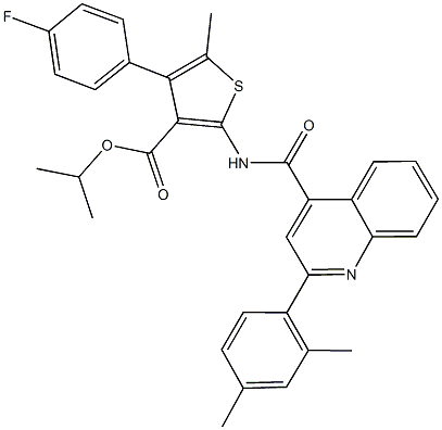 isopropyl 2-({[2-(2,4-dimethylphenyl)-4-quinolinyl]carbonyl}amino)-4-(4-fluorophenyl)-5-methyl-3-thiophenecarboxylate Structure