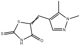 5-[(1,5-dimethyl-1H-pyrazol-4-yl)methylene]-2-thioxo-1,3-thiazolidin-4-one Structure