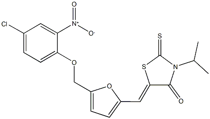 5-{[5-({4-chloro-2-nitrophenoxy}methyl)-2-furyl]methylene}-3-isopropyl-2-thioxo-1,3-thiazolidin-4-one Structure