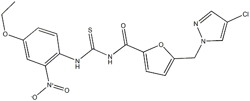 N-{5-[(4-chloro-1H-pyrazol-1-yl)methyl]-2-furoyl}-N'-{4-ethoxy-2-nitrophenyl}thiourea 구조식 이미지