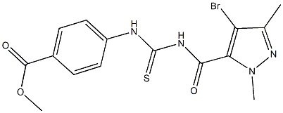 methyl 4-[({[(4-bromo-1,3-dimethyl-1H-pyrazol-5-yl)carbonyl]amino}carbothioyl)amino]benzoate Structure