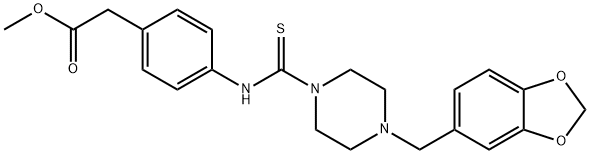 methyl [4-({[4-(1,3-benzodioxol-5-ylmethyl)-1-piperazinyl]carbothioyl}amino)phenyl]acetate Structure
