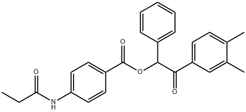 2-(3,4-dimethylphenyl)-2-oxo-1-phenylethyl 4-(propionylamino)benzoate 구조식 이미지