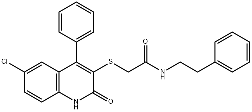 2-[(6-chloro-2-oxo-4-phenyl-1,2-dihydro-3-quinolinyl)sulfanyl]-N-(2-phenylethyl)acetamide Structure