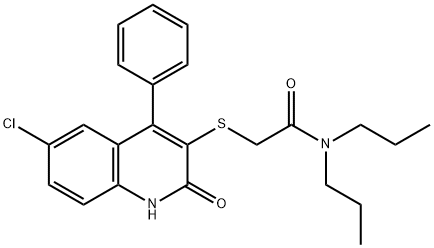 2-[(6-chloro-2-oxo-4-phenyl-1,2-dihydro-3-quinolinyl)sulfanyl]-N,N-dipropylacetamide Structure