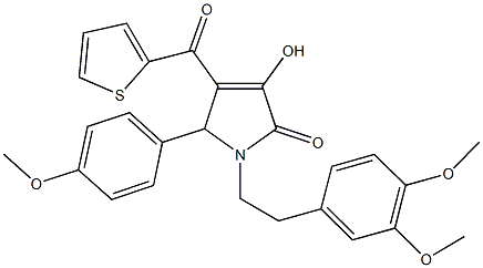 1-[2-(3,4-dimethoxyphenyl)ethyl]-3-hydroxy-5-(4-methoxyphenyl)-4-(2-thienylcarbonyl)-1,5-dihydro-2H-pyrrol-2-one 구조식 이미지