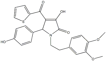 1-[2-(3,4-dimethoxyphenyl)ethyl]-3-hydroxy-5-(4-hydroxyphenyl)-4-(2-thienylcarbonyl)-1,5-dihydro-2H-pyrrol-2-one 구조식 이미지