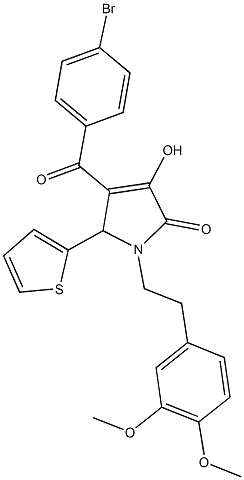 4-(4-bromobenzoyl)-1-[2-(3,4-dimethoxyphenyl)ethyl]-3-hydroxy-5-(2-thienyl)-1,5-dihydro-2H-pyrrol-2-one 구조식 이미지
