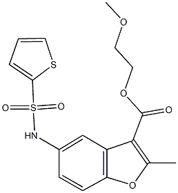 2-methoxyethyl 2-methyl-5-[(2-thienylsulfonyl)amino]-1-benzofuran-3-carboxylate 구조식 이미지