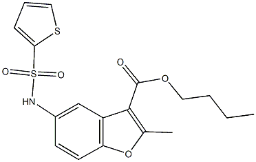 butyl 2-methyl-5-[(2-thienylsulfonyl)amino]-1-benzofuran-3-carboxylate 구조식 이미지