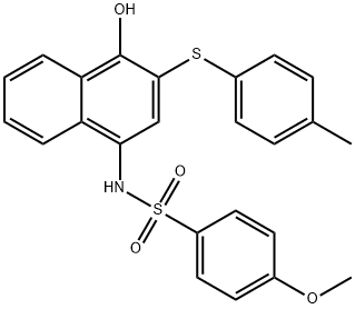 N-{4-hydroxy-3-[(4-methylphenyl)sulfanyl]-1-naphthyl}-4-methoxybenzenesulfonamide 구조식 이미지