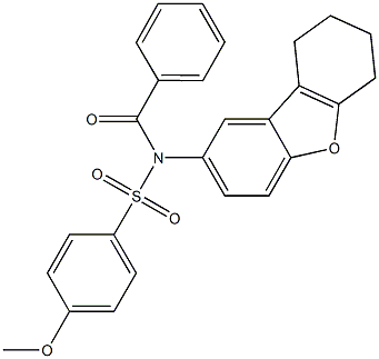 N-benzoyl-4-methoxy-N-(6,7,8,9-tetrahydrodibenzo[b,d]furan-2-yl)benzenesulfonamide Structure