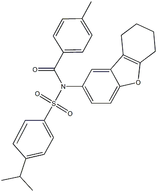 4-isopropyl-N-(4-methylbenzoyl)-N-(6,7,8,9-tetrahydrodibenzo[b,d]furan-2-yl)benzenesulfonamide 구조식 이미지