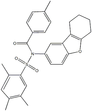 2,4,5-trimethyl-N-(4-methylbenzoyl)-N-(6,7,8,9-tetrahydrodibenzo[b,d]furan-2-yl)benzenesulfonamide 구조식 이미지